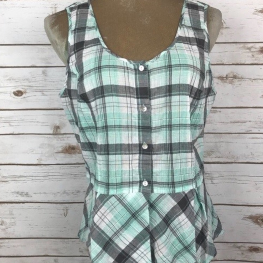 Chelsea & Violet Anthropologie Plaid Peplum Top